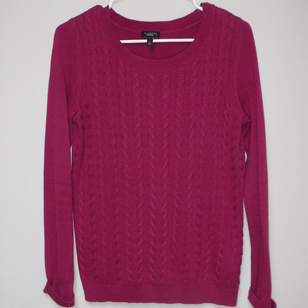Talbots Ladies Mulberry Cable Knit Sweater
